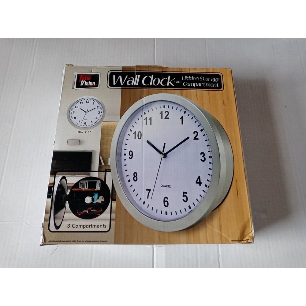Wall Clock With Hidden Safe Compartment Secret Storage Valuables Cash Box - Picture 3 of 13